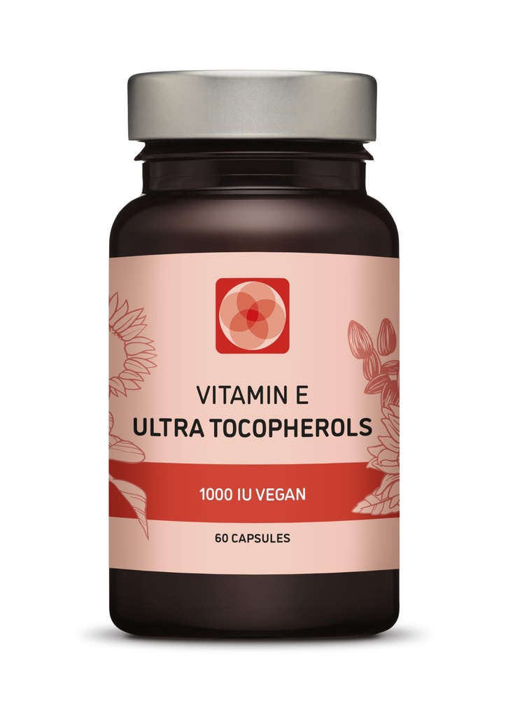 Witamina E 1000 IU Ultra Tocoferol 450mg Witamina E Wegan - Wszystkie 4 Tokoferole - Alpha Tocoferol + Beta Tocoferol + Gamma Tocoferol + Delta Tocoferol - Unikalny d Alpha (60)