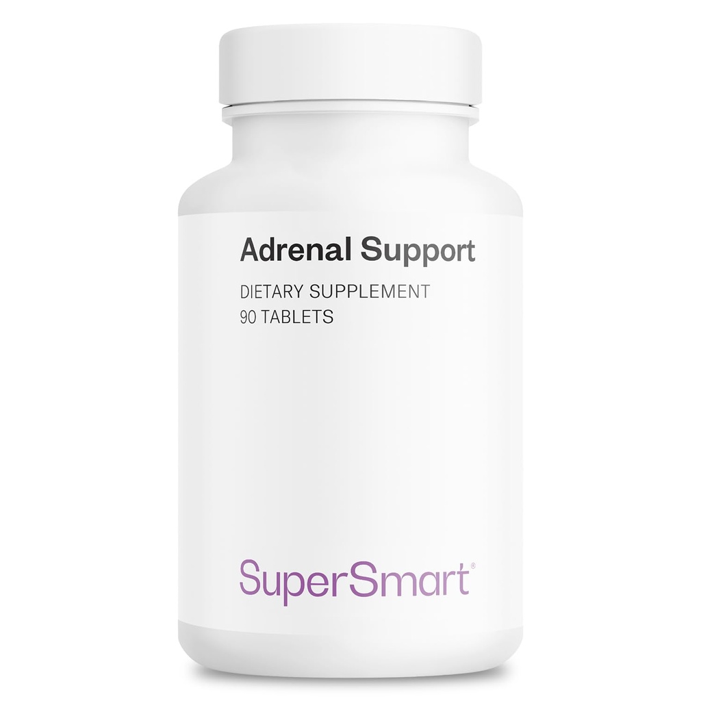 Supersmart - Wsparcie nadnerczy (Advanced Formula) - z Rhodiola Rosea, Święty Basil Tulsi, Magnez - Adaptogenetic Herbs Supplement Supplement 124; Non-GMO & Gluten Free - 90 Tablets