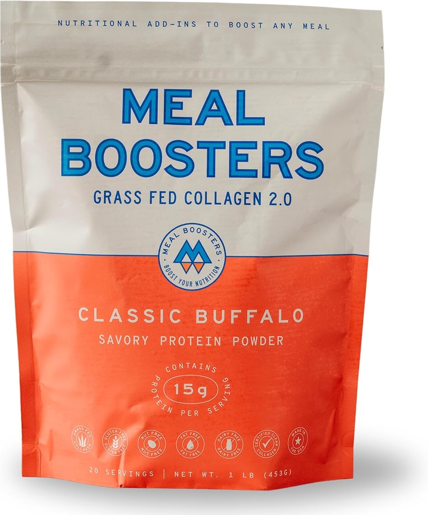 Meal Boosters Savory Buffalo Protein Powder | 15g Spicy Protein | Keto Friendly Cooking Supplement for Gut Health & Recovery | Grassfed Collagen Peptides