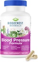 RidgeCrest Herbals Blood Pressure Herbal Formula, 12 Herbs, Poria Mushroom, Gastrodia, Gardenia, dla serca, naczyniowe, Circulation Health (120 Count)