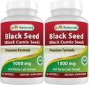 Najlepsze naturalne 2 Opakowania oleju z nasion czarnego 1000 mg (Non-GMO) Nigella Sativa - 100% Cold Pressed Black Cmin Seed Oil Pills zawiera Thymoquinonoe 60 Count (Total 120 Softgels)
