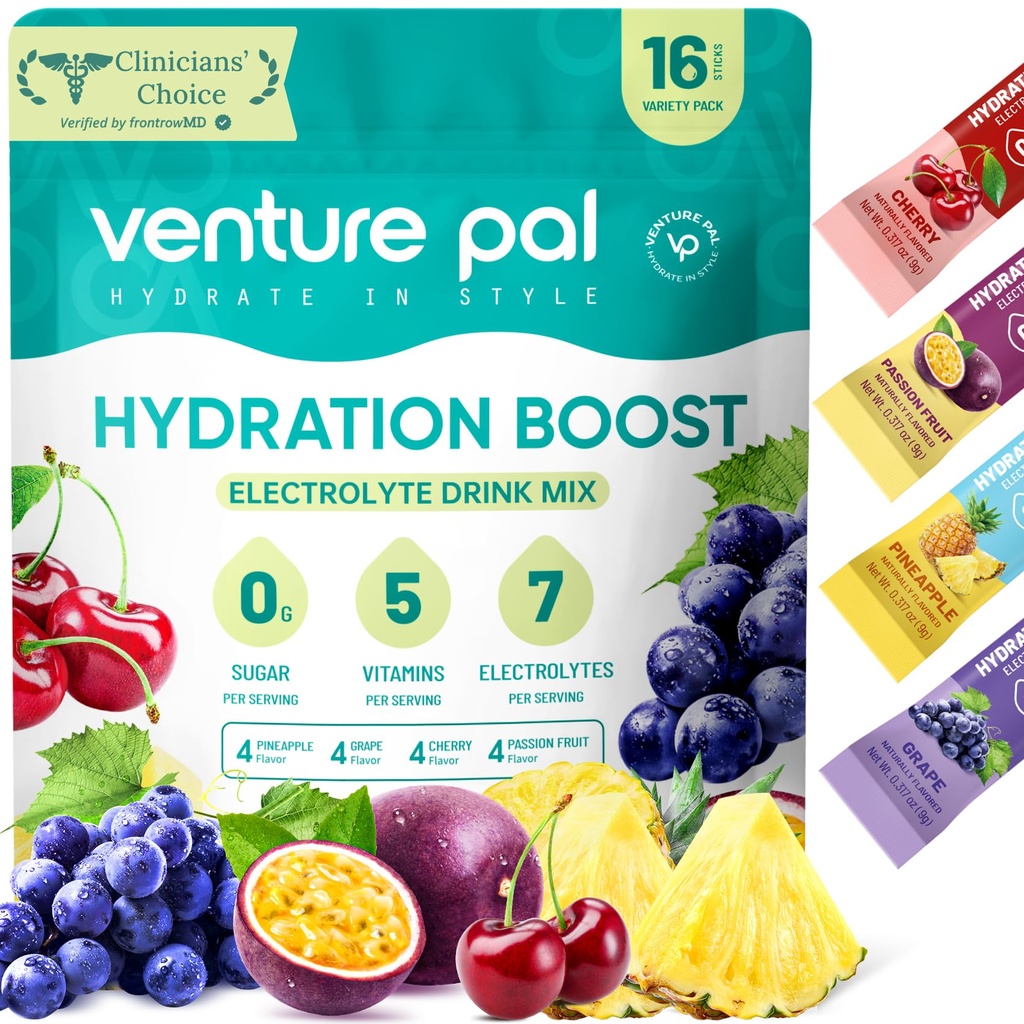 Penture Pal Sugar Free Electrolyte Powder Pakiety - Płynny codzienny IV Drink Mix dla szybkiego nawodnienia & Odzyskiwanie partii 124; 5 Witaminy & 7 Elektrolity 124; Keto Friendly 124; NieGMO 124; Certyfikowany Wegan 124; 16 Sticks