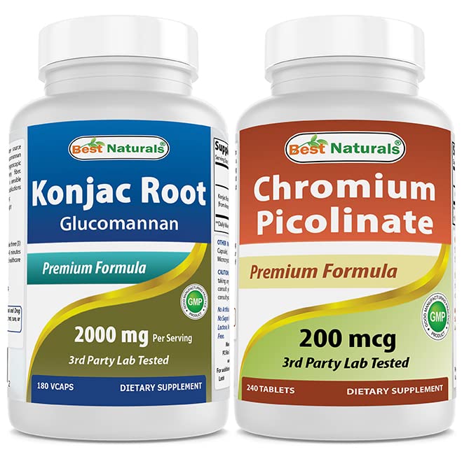 Najlepsi Naturałowie Konjac Glukomannan Root 2000 mg & Pikolinian chromu 200 µg