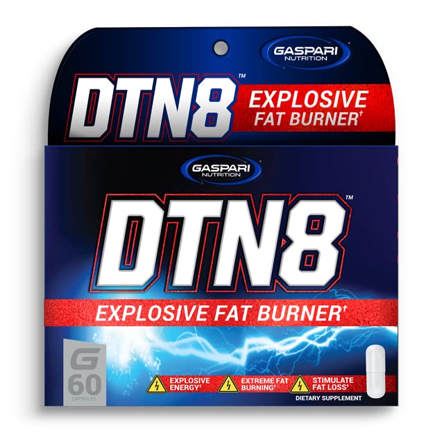 Gaspari Nutrition DTN8: Eksplozyjny spalacz tłuszczu, energia naturalna i koncentracja psychiczna, wsparcie nadnerczy i stresu (60 kapsułek)