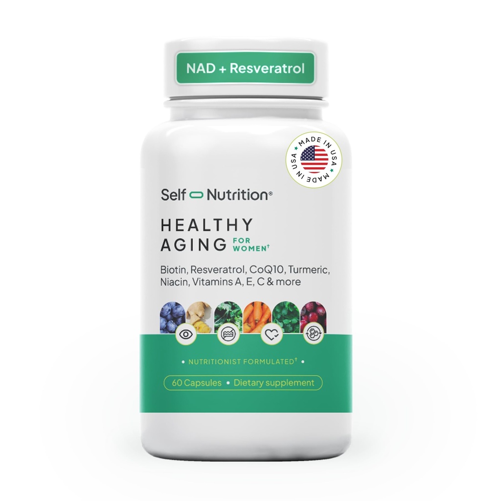 Zdrowy suplement dla kobiet - Resveratrol, NAD, Colagen Booster, Biotin, kwas hialuronowy & More. Komórkowe zdrowie, uroda, długowieczność - USA, Wegan, 60 Kapsułki.
