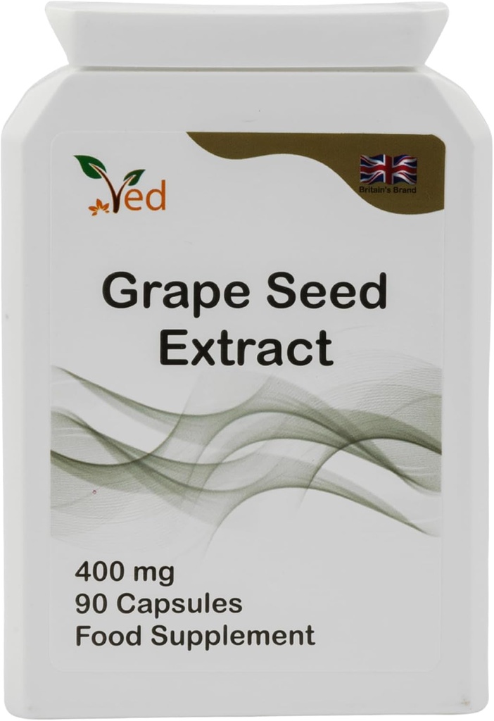 Ved OPC Grape Seed Extract kapsułki, Min. 95% oligomerowe Proantocyanidyny, 400 mg 90 Vegan kapsułki (3 miesiące dostaw)