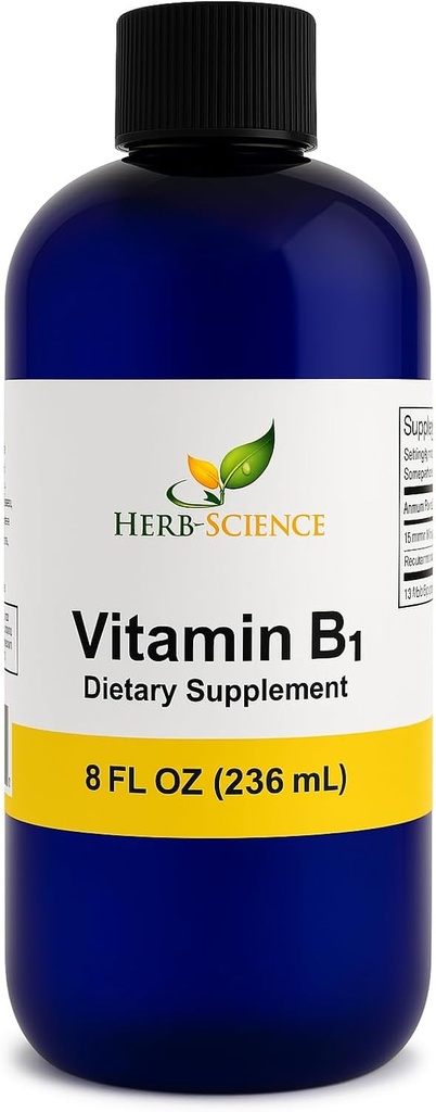 Płynna witamina B1 Krople - Codzienny suplement tiaminy do żywienia, Nerwowy system, Heart Health, Stress Relief, Natural Energy Booster - 500% DV, 288 Servings per Bottle - 8 fl. oz