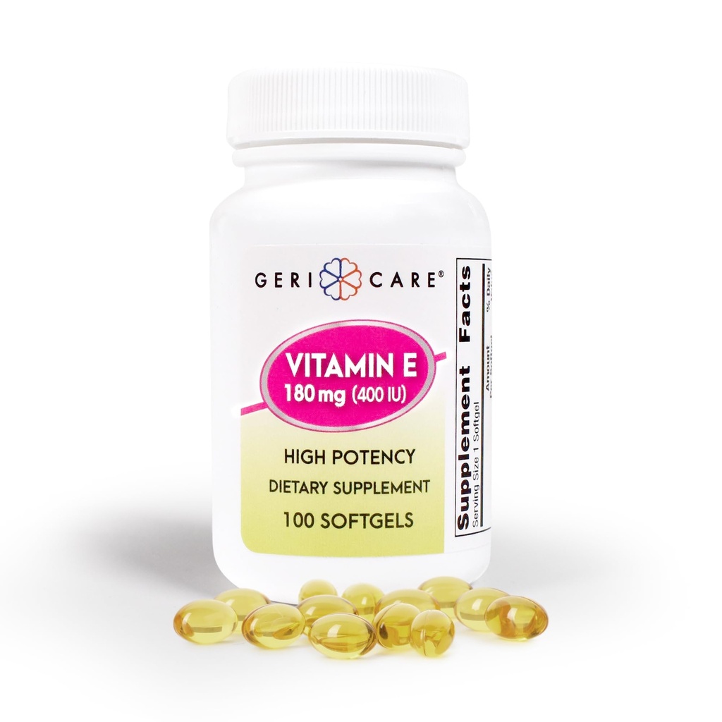 GeriCare wysokiej mocy witamina E kapsułki - 400 j.m. dla skóry i wsparcia immunologicznego, 180mg 124; 100 Hrabia 124; Organiczna witamina E dla kobiet i mężczyzn