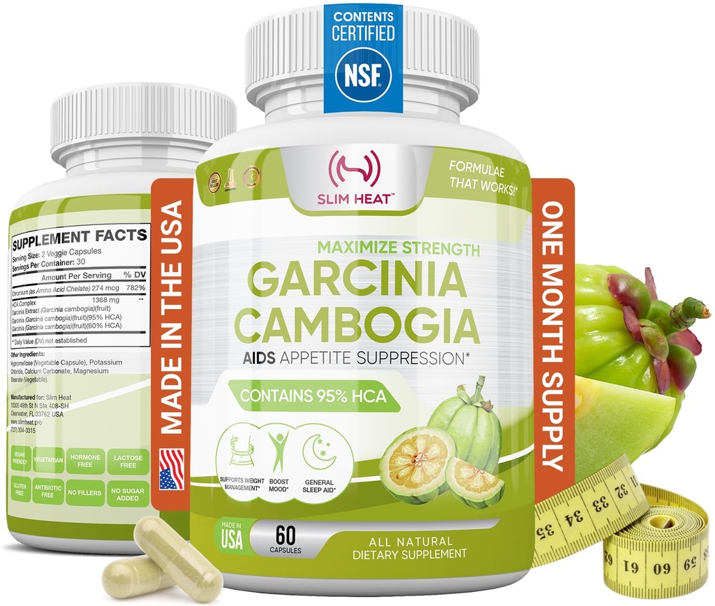 100% Czysty ekstrakt Garcinia Cambogia z 95% HCA - Zarządzanie żywnością - Najlepszy blocker karb dla kobiet i mężczyzn - Max Siła Garcinia Cambogia Surowych pigułek dietetycznych Made in USA - 60 Kapsułki wegetariańskie
