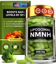 Suplement NMNH do liposomalu (Mononukleotyd dihydronikotynamidu) - Wysoka czystość NAD w zapobieganiu starzeniu się, Energia, Focus - Czysta NMNH Organic 60 Kapsułki - 300mg