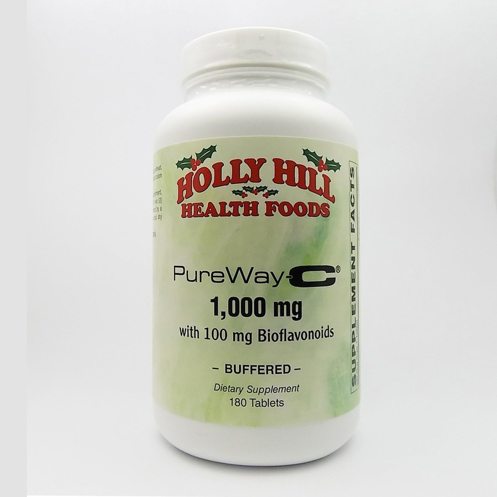 Holly Hill Health Foods, PureWay- C 1000 MG z 100 MG Bioflavonoids, Buforowany, 180 Tabletki