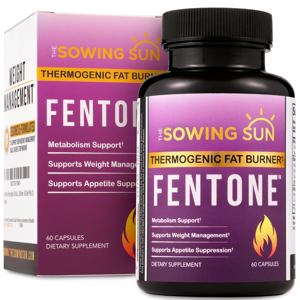 Fentone Thermogenic Fat Burner Energy Booster, Appetite Suppressant, Klinicznie zbadane utrata masy ciała, Fat Burning, Fenyletyloamina HCl, L - Karnityna, Ketones - 60 Diet Pills (1)