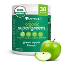 Zena Nutrition Organic Super Zielonych Proszek, 70 + Superfoods, 0 Cukier, 3G Fiber, Spirulina, Chlorella, Grzyby, Prebiotyki / Probiotyki, Żywice Enzymy dla Gut zdrowia, Zielone jabłko, 30 Służenia