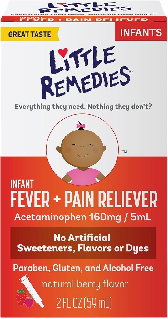 Małe środki zaradcze Leki dla dzieci, Gorączka dla niemowląt i ulga bólowa z Acetaminofen, Berry Flavor, 2 Fl Oz