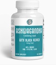 ASHWAGANDHA 1300 mg organicznego korzenia z czarnym pieprzem. Stres naturalny i suplement pomocy nastrojów 120 kapsułki