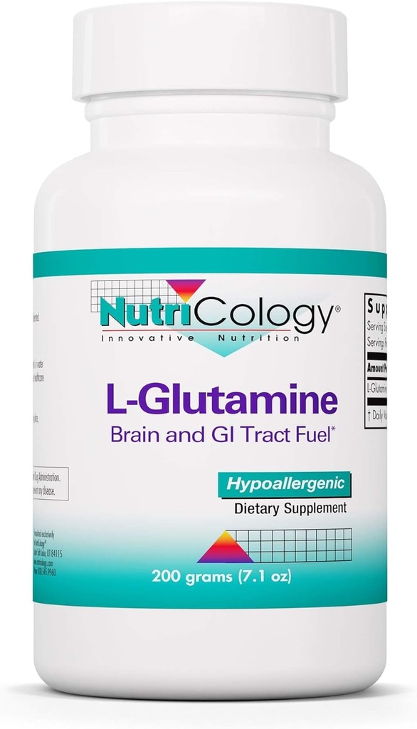 Nutricology L- glutamina proszek - Gut Health for Men & Wolny acid Amino, Pure, suplement 4,7 g - 7.1 Ounce
