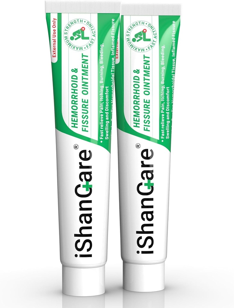 Ishancare Hemorrhoid Cream, Hemorrhoid & Fissure Treatment Ointment Extra Siła, Ulgi Anal Pain, Swędzenie, Krwawienie, Obrzęki, Niekomfort, Naturalne Zioła szybko działających składników, Zawiera witaminę E