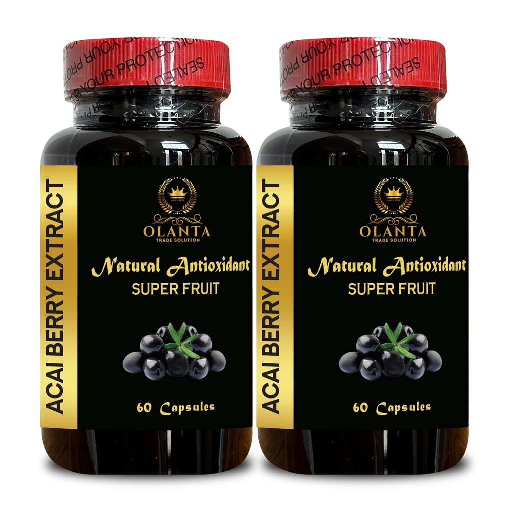 ACAI Berry Extract - Acai Berry Supplement Fertility, Açaí Berry (Euterpe oleracea) Pigułki, Antyoksydant- bogaty organiczny, Fiber Pills - 2 Butelki 120 Kapsułki