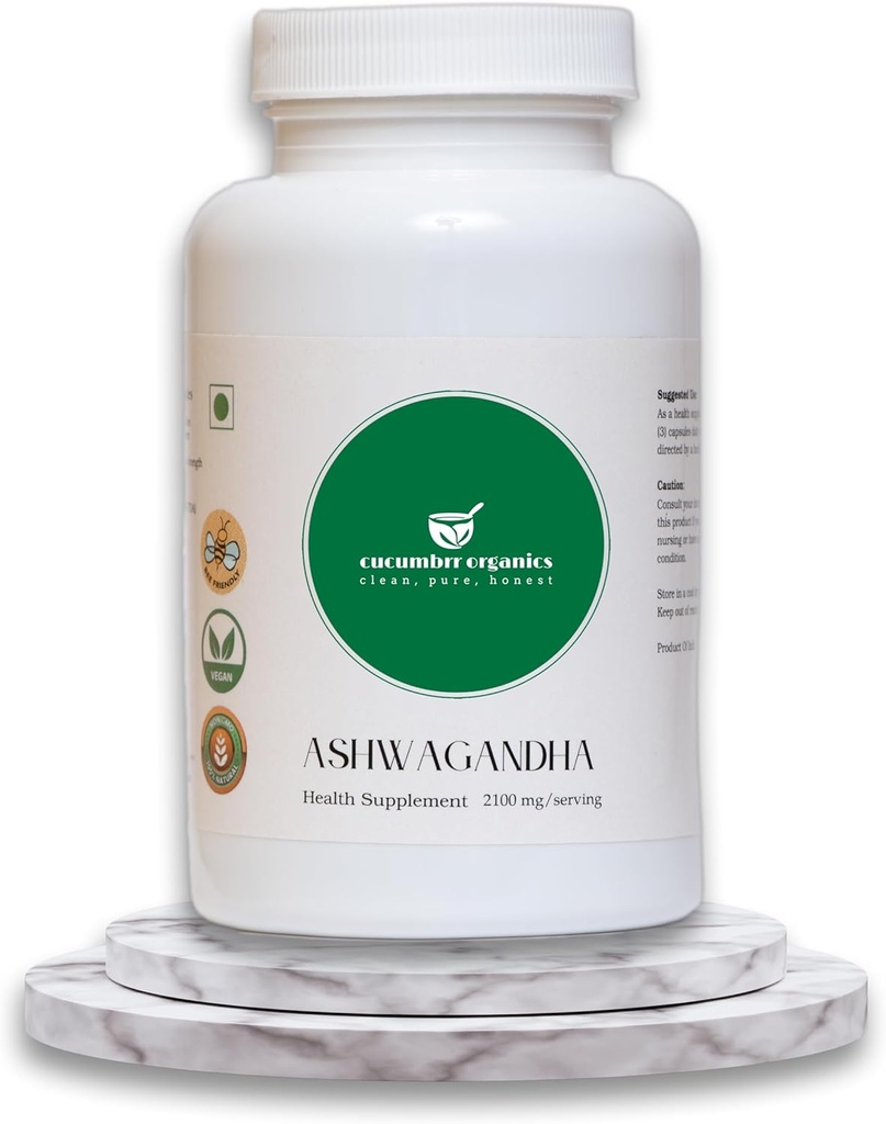 Ashwagandha Root Extract Supplement - 100 Kapsułek, 600mg na Serving, Organic, Vegan, Non-GMO, Gluten- Free, Stress Relief & Wsparcie immunologiczne