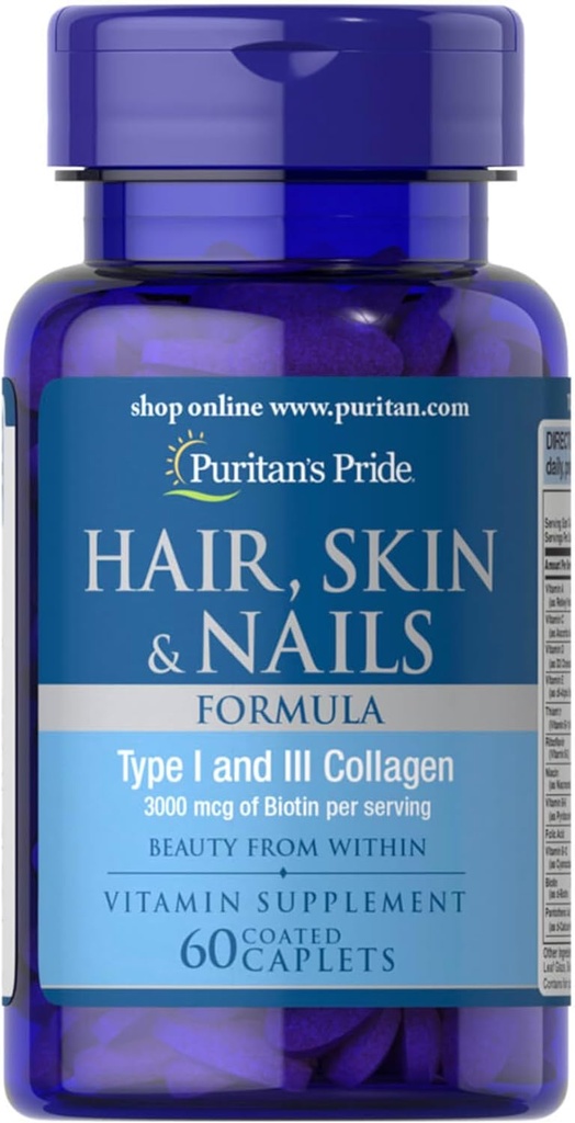 Puritan Pride Hair, Skóra i paznokcie Formuła 60 Kaplety