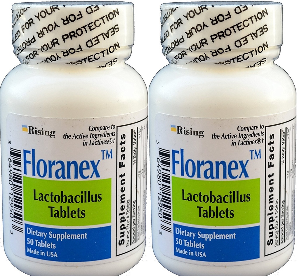 Floranex Probiotic for Colon Health Generic for Lactinex 50 Tablets per Bottle Pack with 2 Total 100 Tablets