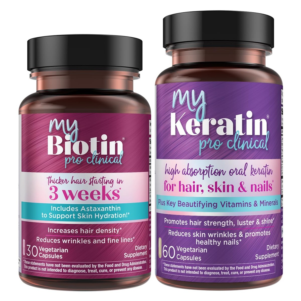 Czystość Produkty Bundle - MyBiotin ProClinical + MyKeratin Zaawansowana terapia włosów MyBiotin ProClinical (Biotin, MB40X Matrix, Astaksantyna) - MyKeratin (Next Generation Keratin Hair, Skóra i paznokcie)