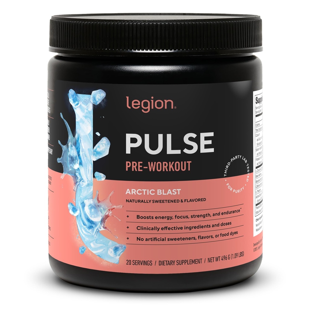 LEGION - All Natural Nitric Oxide Precuting Drink to Boost Energy, Creature Free, Natural Sweetened, Beta Alaine, Citruline, Alpha GPC (Arctic Blast)
