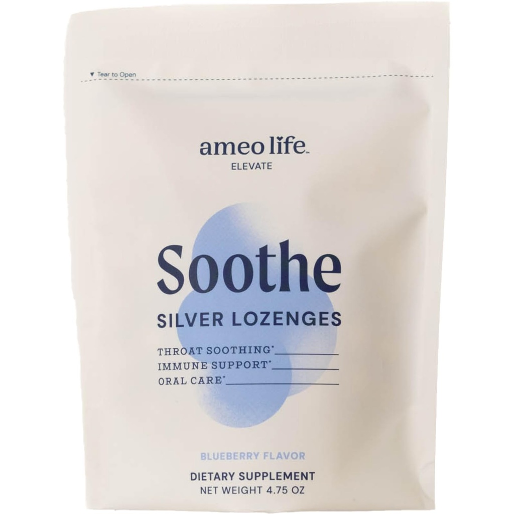 Ameo Life Colloidal Silver Liquid Drops 150 µg z Blueberry Flavor - 100 Count Immune Supplement, Natural Colloidal Silver Cough Drops Alternative - Wegan, Gluten- Free & Non-GMO