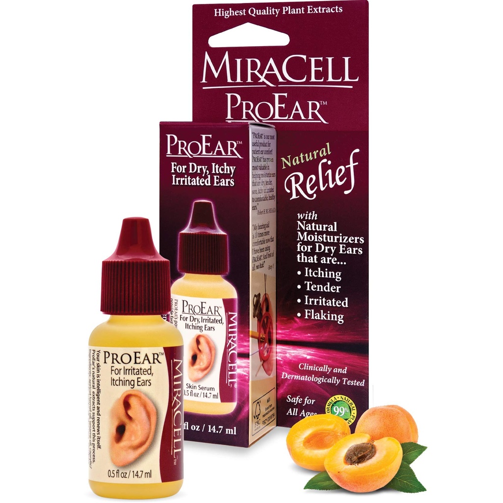 Miracell ProEar, Krople do uszu dla Itchy Ears, Miracell Wax Softener, Zaciśnięte uszy, Suche uszy, dla dorosłych dzieci. 0, 5oz
