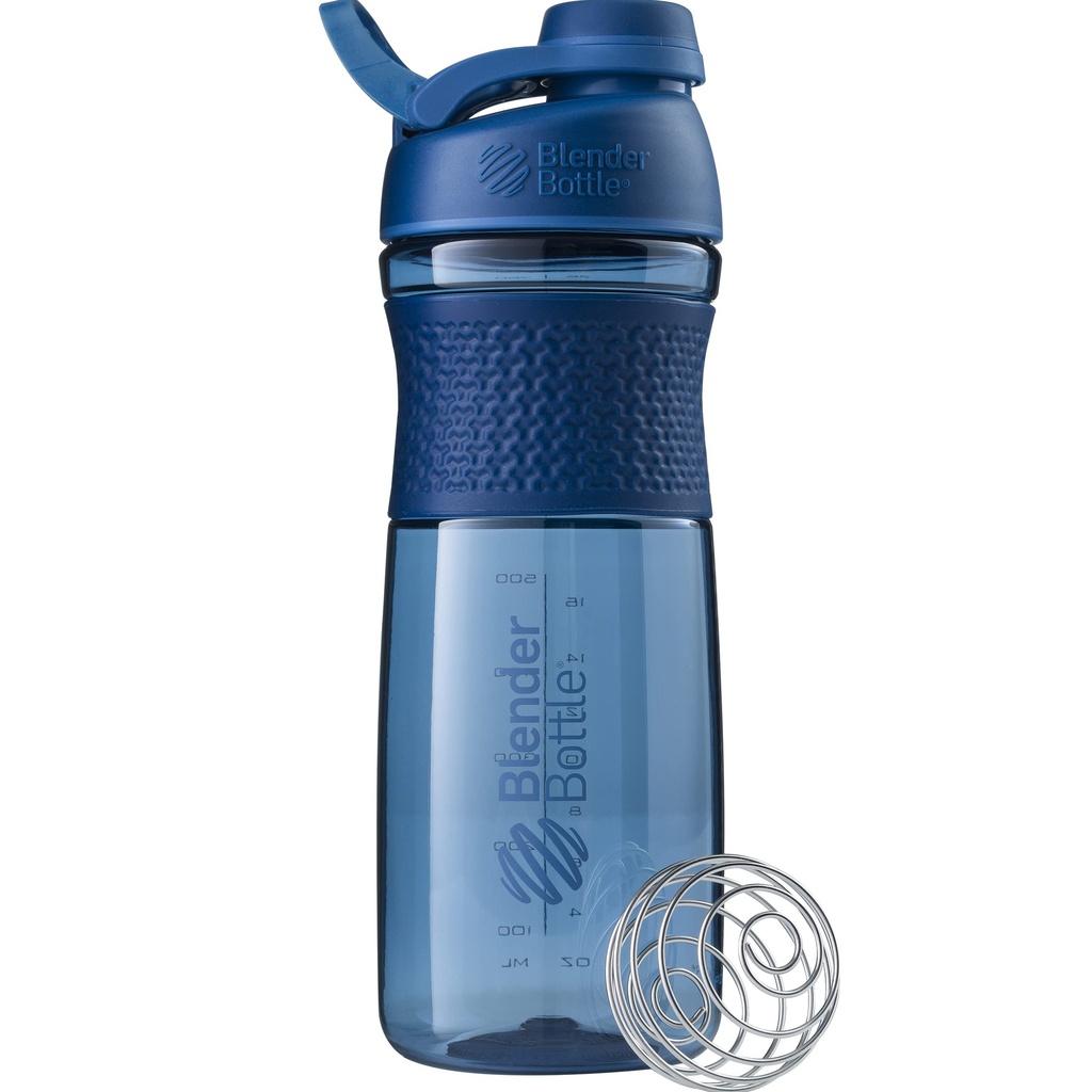 BlenderBottle SportMixer Shaker Butelka Perfect for Protein Shakes and Pre Workout, 28- Ounce, Navy