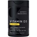 Sport Badania 10.000 iu witaminy D3 Suplement z organicznym oleju kokosowego - Witamina D dla silnych kości i zdrowia immunologicznego - Wchłanianie wapnia - Non-GMO - 250mcg, 120 Mini Softgels dla dorosłych
