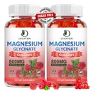 (2 Pack Sugar Free Glycinate Magnezu, 500mg Magnezu Glycinate z 200mg Magnezu Malate, Taurate, Tlenek, COQ10, Witamina B6 i D3, Sleep & Calm Support, 120 Malina Gummies