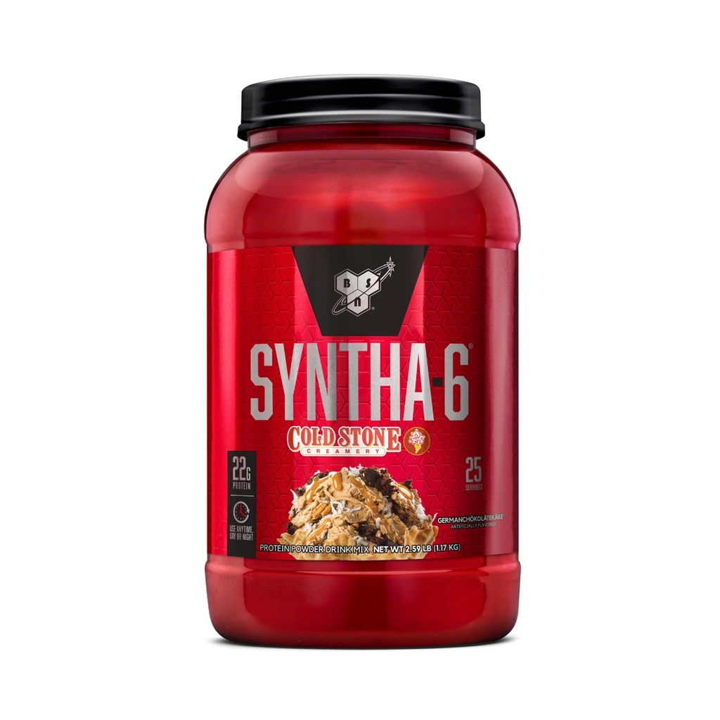BSN Syntha- 6 Proszek z białka serwatkowego, Kremówka z zimnego kamienia - Germanchökolätekäke Flavor, Kazeina mikrokrystaliczna, Proszek z izolatu białka mleka, 25 Służenie
