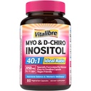 Suplement do inozytolu, Myo- Inozytol i D- Chiro Inozytol Suplementy płodności dla kobiet, 40: 1 Idealny stosunek, Hormon równowagi i wsparcie jajników, 80 Kapsułki wegańskie