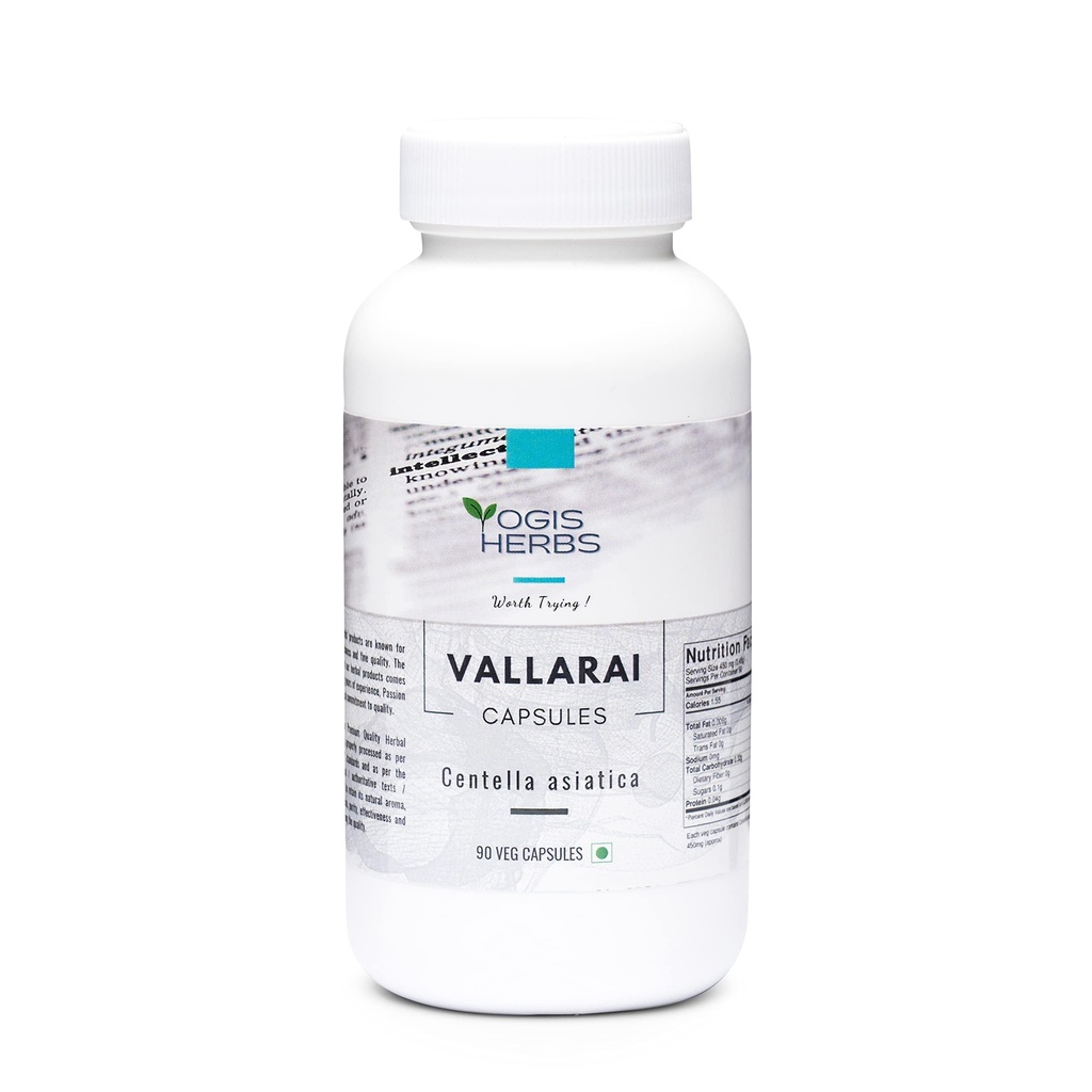 YOGIS HERBS Vallarai Kapsułki (Centella Asiatica / Gotu Kola) 124; Suplement ziołowy do wsparcia kongresywnego 124; 90 Kapsułki Veg