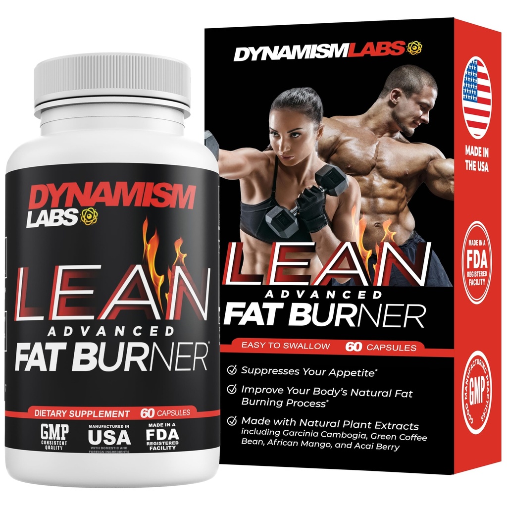 Dynamizm Labs Lean Zaawansowane spalanie tłuszczu 124; Wyciąg Garcinia Cambogia, Green Tea Extract, Keton malinowy 124; Made in USA (60 Tablets)