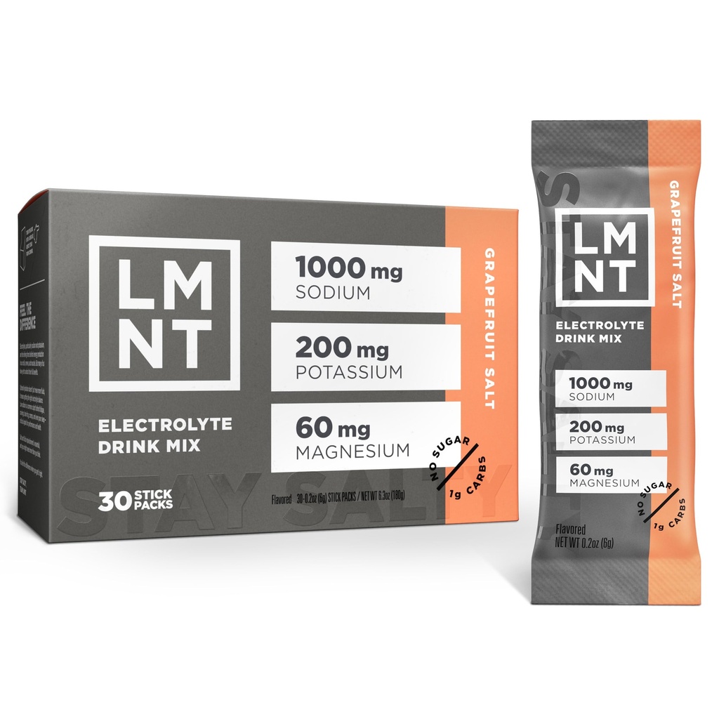LMNT Zero Sugar Electrolytes - Grapefruit Salt | Drink Mix | 30 Count