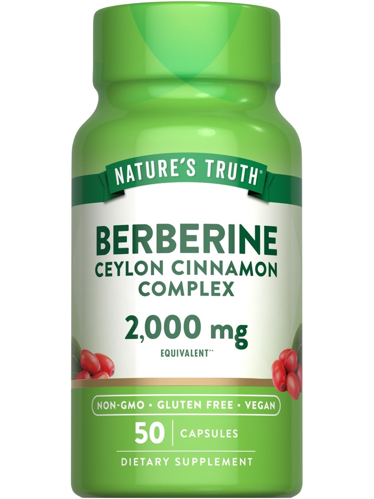 Berberyna prawdy natury z Ceylon Cynamon Complex 124; 2000 mg 124; 50 Kapsułek wegańskich 124; Wegan, Non-GMO i Gluten suplement wolny