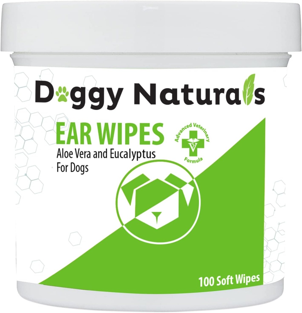 Oczyszczalnia Uszy psa z Aloe i Eucalyptus (100 hrabiego) - Otic Cleanser for Dogs (Made in U.S.A) (100ct Wipes z Aloe & Eucalyptus)