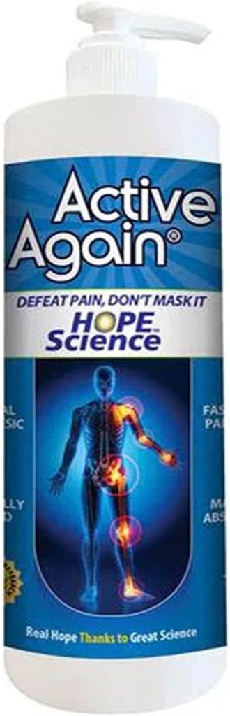 ACTIVE AGAIN Hope Science Cream, 16oz Xi124; Clinically Proven to Restore Joint Health and Mobility, Artretitis, Muscle, Back, Knee, Shoulder Xi124; Long Term Results Xi124; Doctor Approved Xion 124; Made in USA