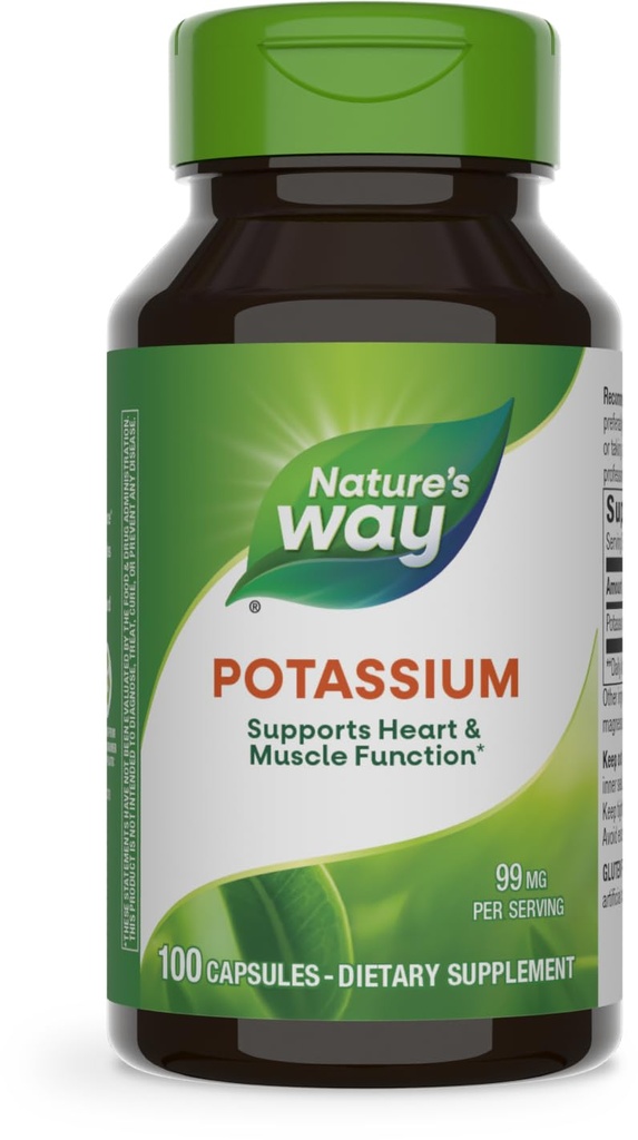 Natural 's Way Potasu Complex, 99 mg na serwowanie, 100 kapsułek, Opakowanie po 3