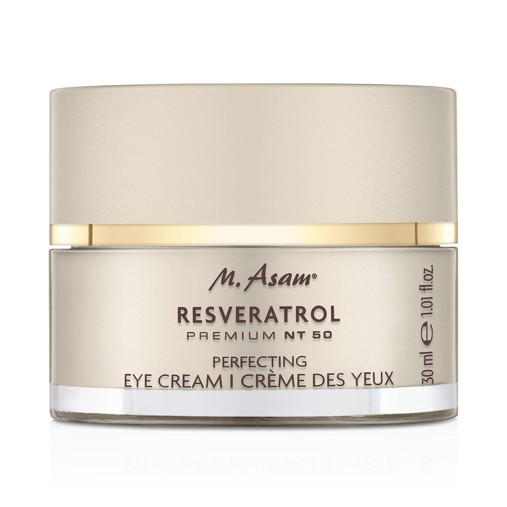 M. Asam Resveratrol Premium NT50 Perfekcyjny krem do oczu - Anti-aging pod kremem do oczu z resweratrol i kwas hialuronowy gładkie zmarszczki i cienkie linie, wegańskie formuła, 1.01 Fl Oz