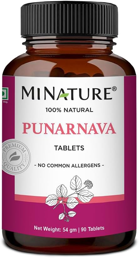 Punarnava Tabletki mi Natura 124; 90 Tabletki, 1000 mg 124; 45 Dni Dostawy 124; Ziołowe Tabletki 124; Wegan 124; Boerhaavia Diffusa 124; z Indii