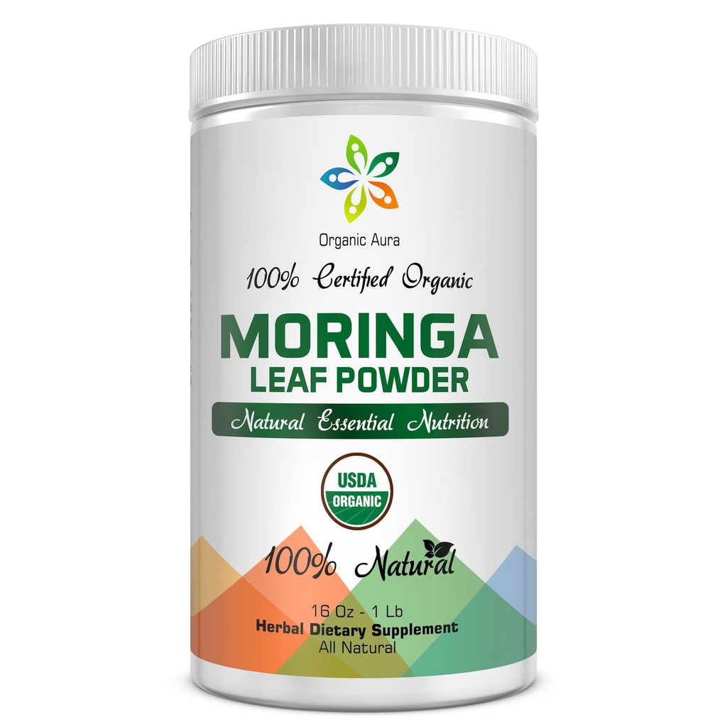 Certified Organic Moringa Leaf Powder- 1Lb. USDA Certified Organic. 100% Czysty i oryginalny. Naturalnie zwiększa energię, metabolizm i odporność. Surowy zielony cały Superfood. Nie GMO, Gluten Free
