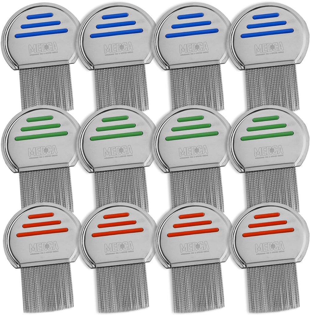 Lice Comb - (Pack of 12) Leczenie wszy głowy, która jest indywidualnie pakowane profesjonalnej louse stali nierdzewnej i Nit Combs Usuwa jaja z okrągłych wskazówek dla Comfort