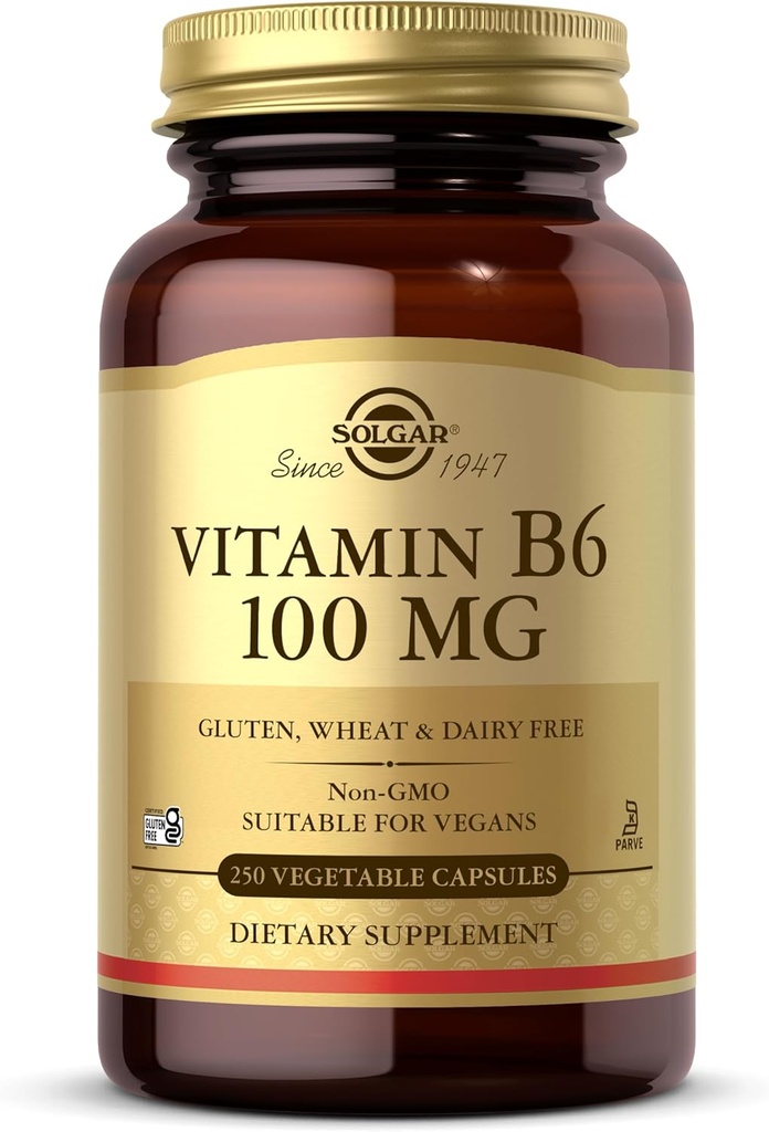 Solgar Witamina B6 100 mg, 250 Kapsułki roślinne