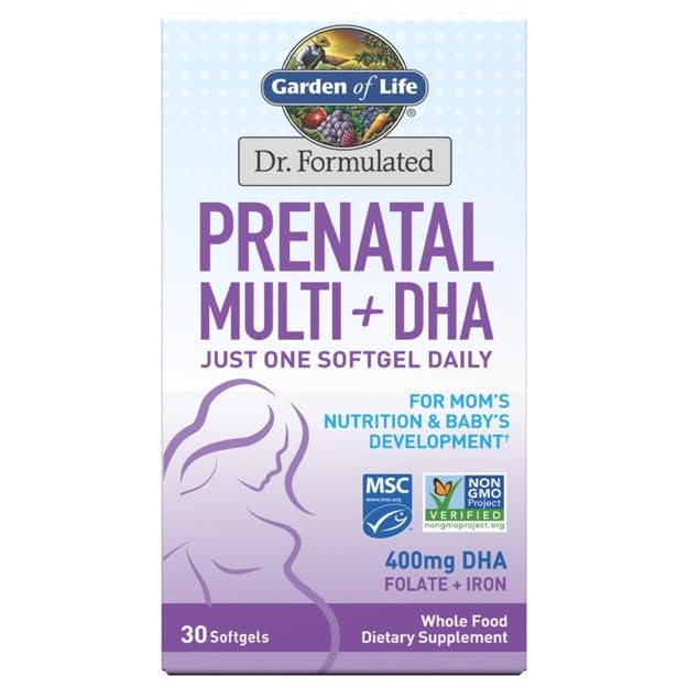 Ogród Życia Dr. Prenatal Multi + DHA z folianem i żelazem do odżywiania i rozwoju dzieci, 30 Hrabia