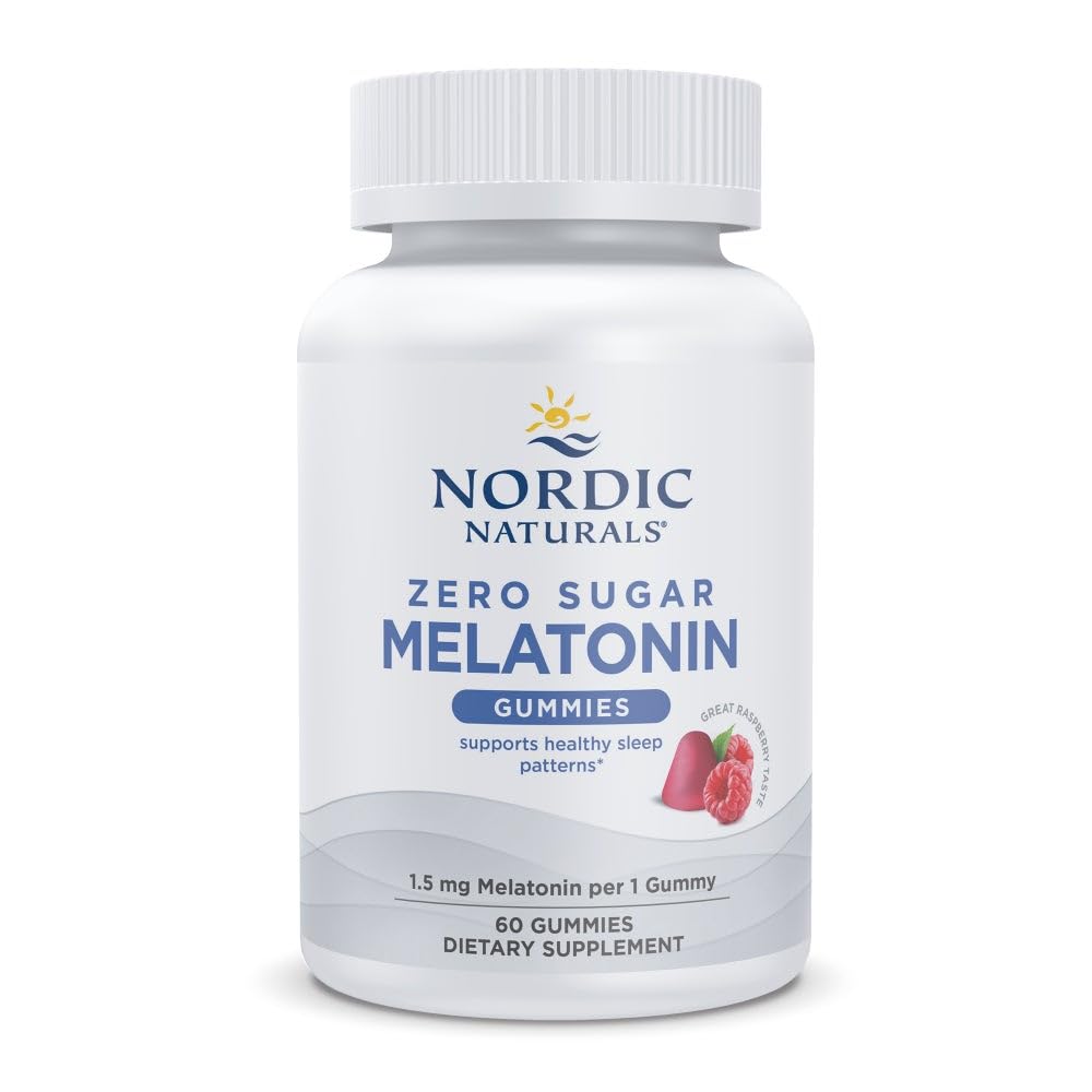 Nordic Naturals Zero Sugar Melatonin Gummies, Malina - 60 Gummies - 1,5 mg Melatonina - Wielki smak - Resteful Sleep, Wsparcie przeciwutleniające - Non-GMO, Wegan - 60 Służenia