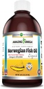 Amazing Omega Norwegian Fish Oil 16 Oz Supplement Supplement Agregates 124; 1625mg Omega -3, DHA, EPA per Serving Agregates 124; Fresh Orange Flavor Agregates 124; Non- GMO Agregat 124; Gluten Free