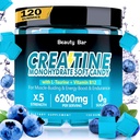 Jednowodzian Gummies, 6200mg dla mężczyzn i kobiet, Kreator do żucia dla zwiększonego wzrostu mięśni, Siła i Odzysk, Sugar Free Pre- Workout Supplement, 120 Count, Blueberry Flavor